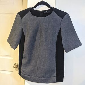 Club Monaco Grey and Black Structured Blouse